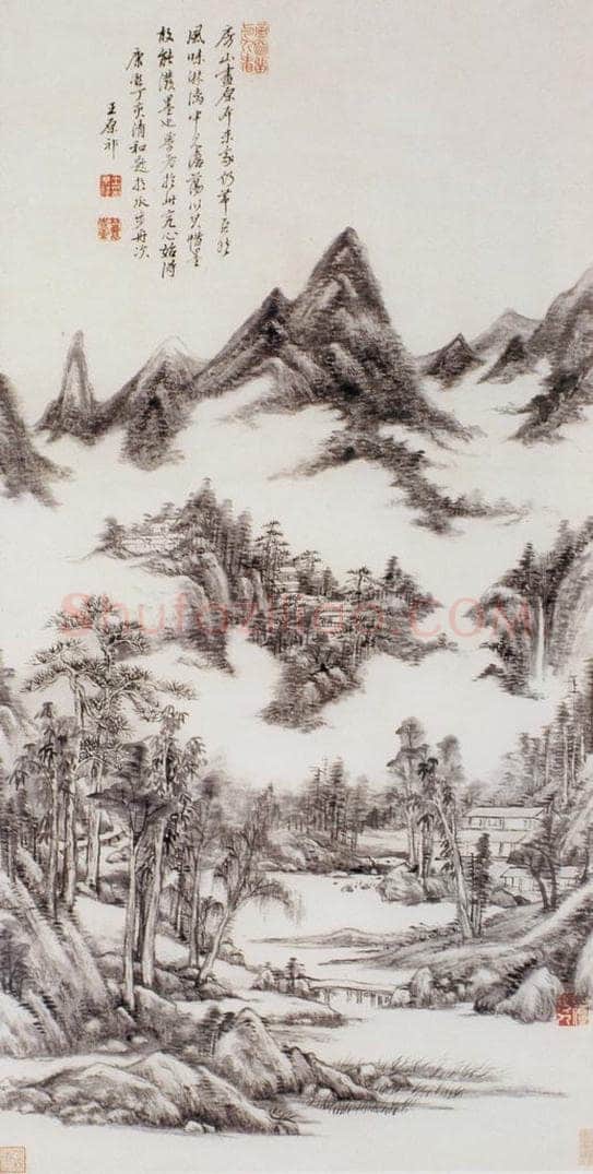 清 王原祁 《仿高克恭山水图轴》 书画作品
