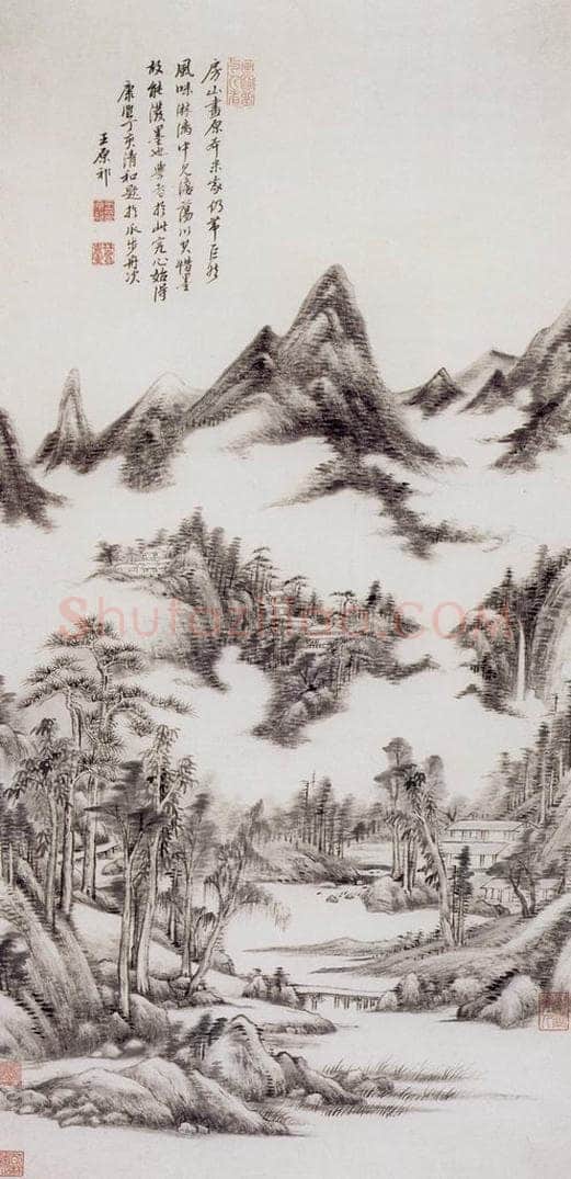 清 王原祁 《仿高房山山水图轴》 书画作品