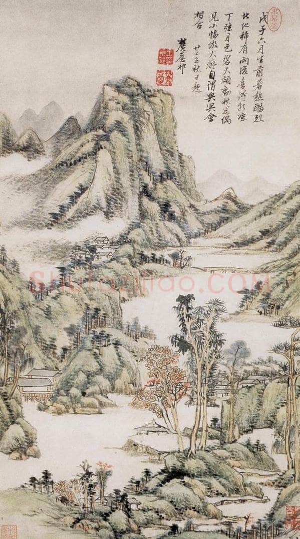 清 王原祁 《仿大痴碧天秋思图轴》 书画作品
