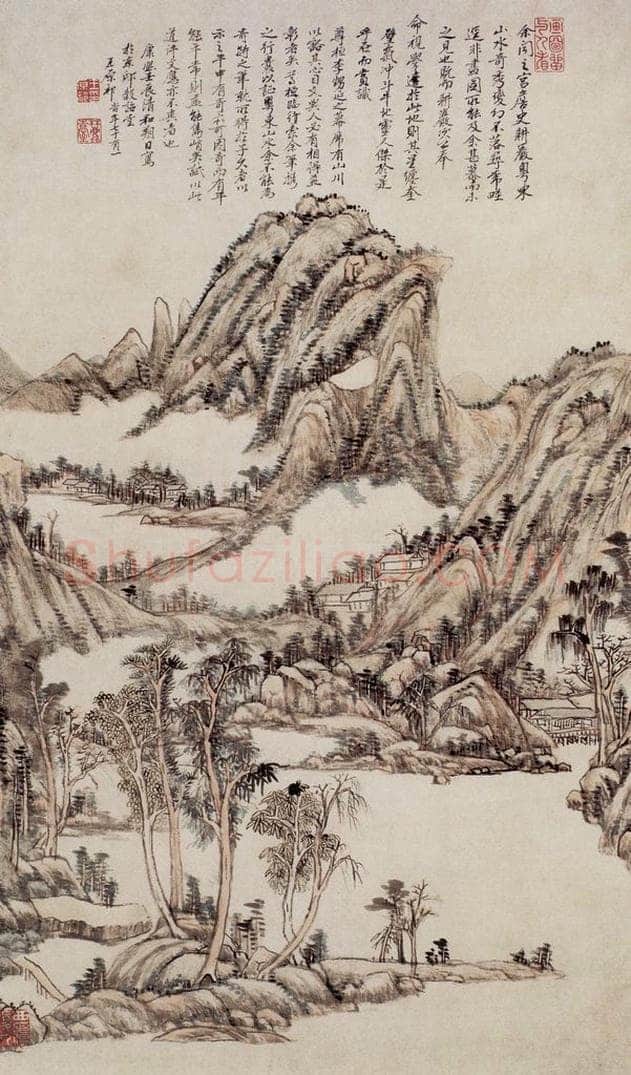 清 王原祁 《粤东山水图轴》 书画作品