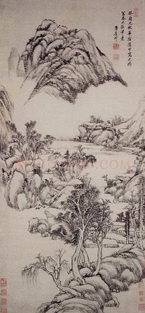 清 王原祁 《仿大痴富春大岭图轴》 书画作品