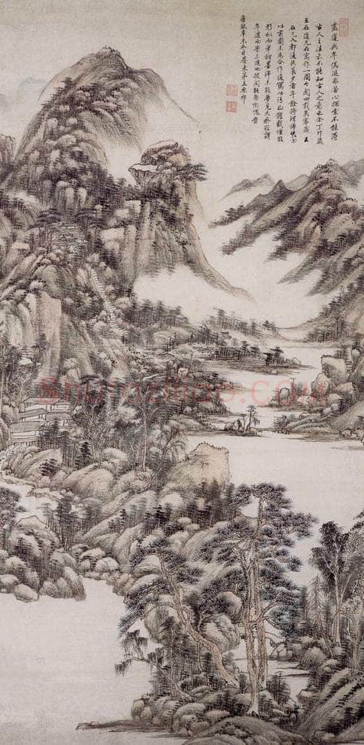清 王原祁 《仿大痴山水图轴》 书画作品