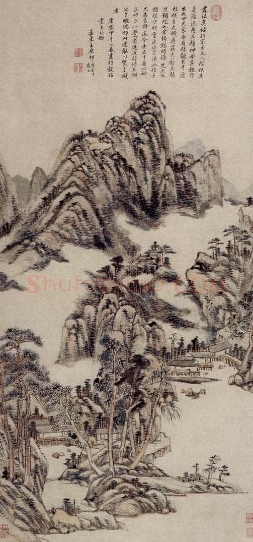 清 王原祁 《仿大痴山水图轴》 书画作品