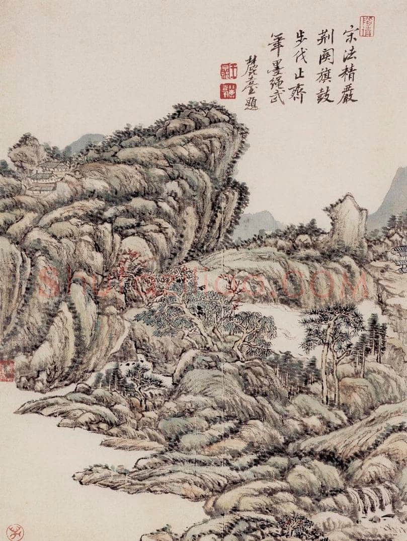 清 王原祁 《仿古上水图册》 书画作品