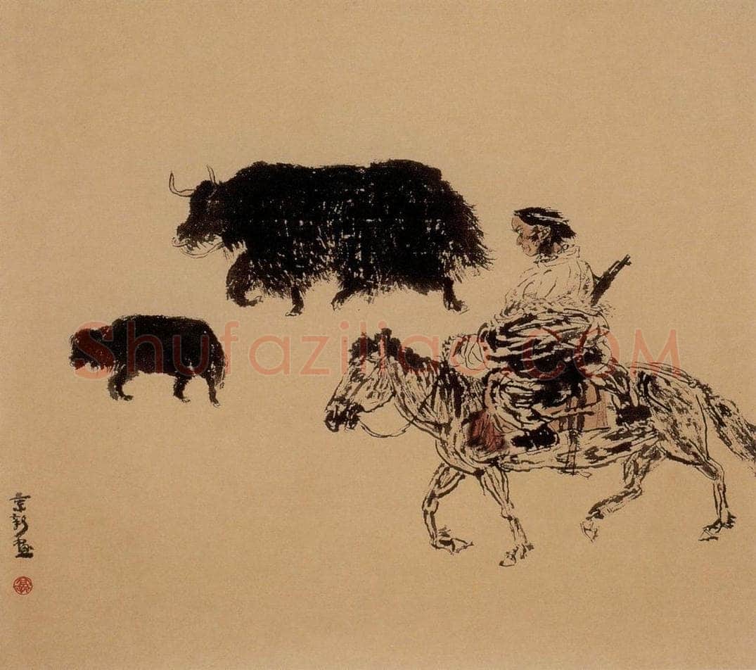 1988年 周京心 《牧羊人》 书画作品