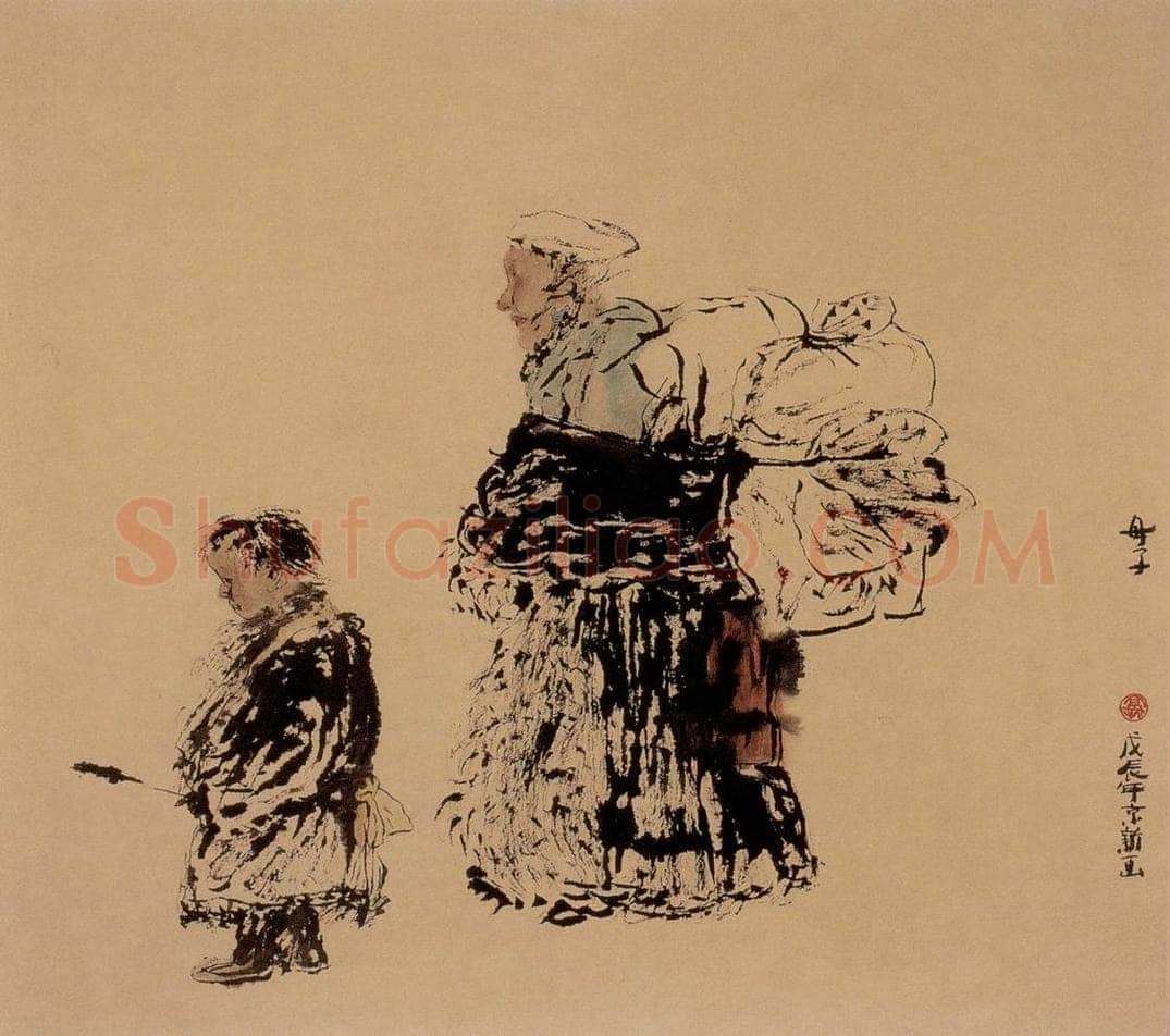 1988年 周京心 《母子》 书画作品