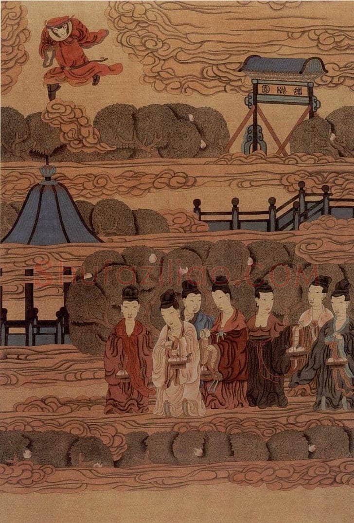 1989年-1990年 周京心 《西游记·蟠桃园》 书画作品