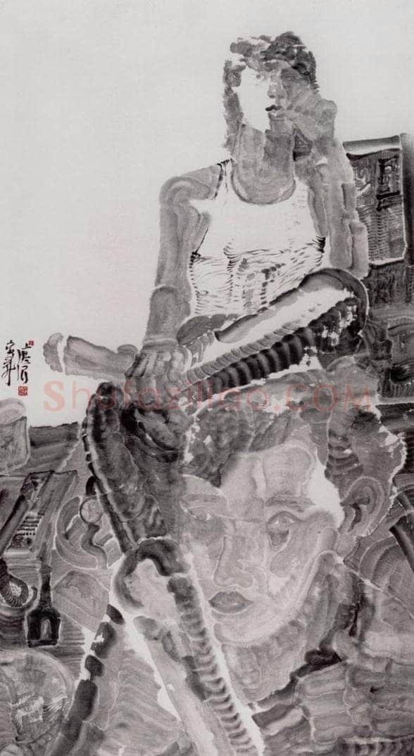 2000年 周京心 《新闻联播》 书画作品
