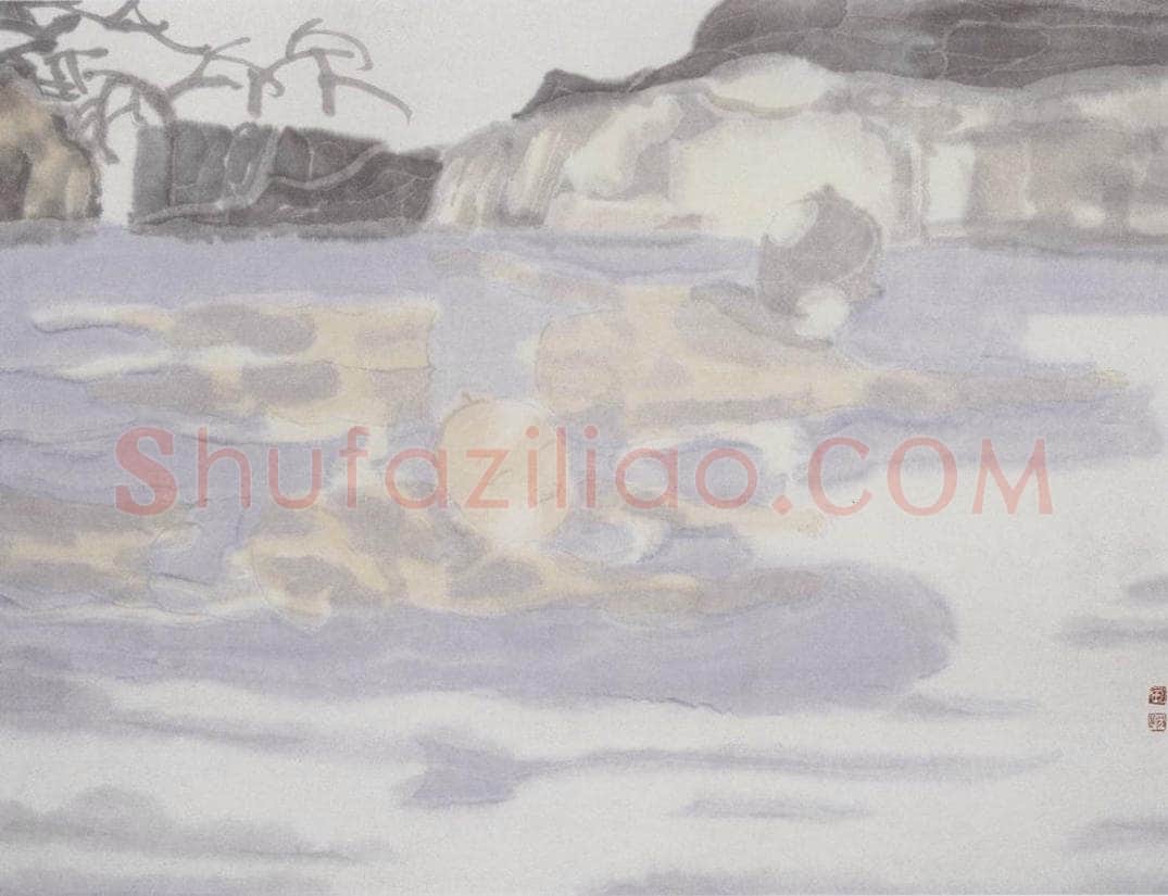 2002年 田黎明 高士夏凉 书画作品