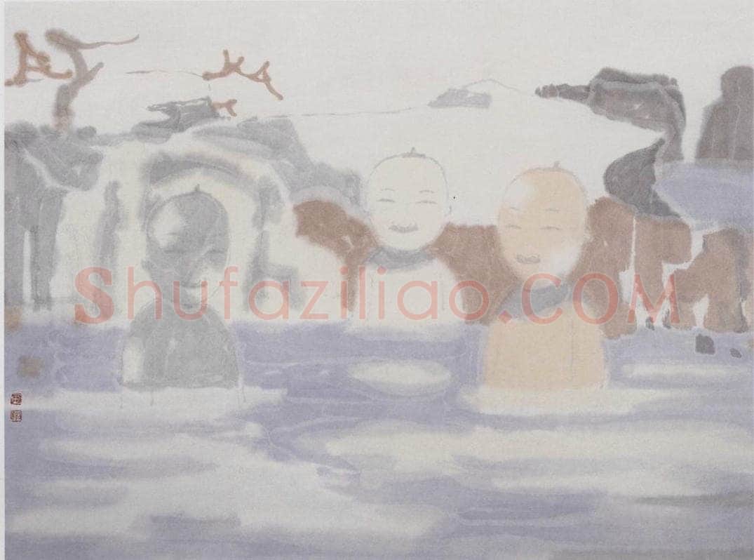 2002年 田黎明 高士夏凉 书画作品