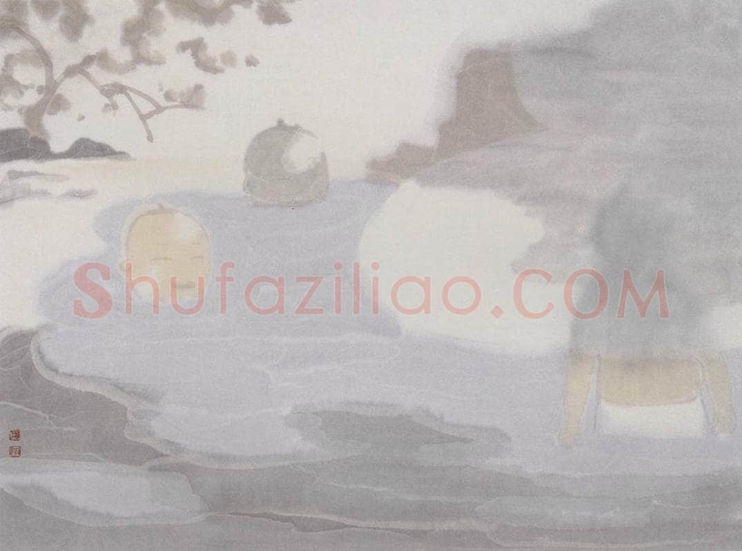 2002年 田黎明 高士夏凉 书画作品