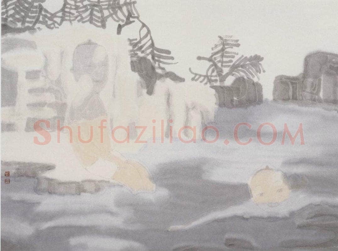 2002年 田黎明 高士夏凉 书画作品