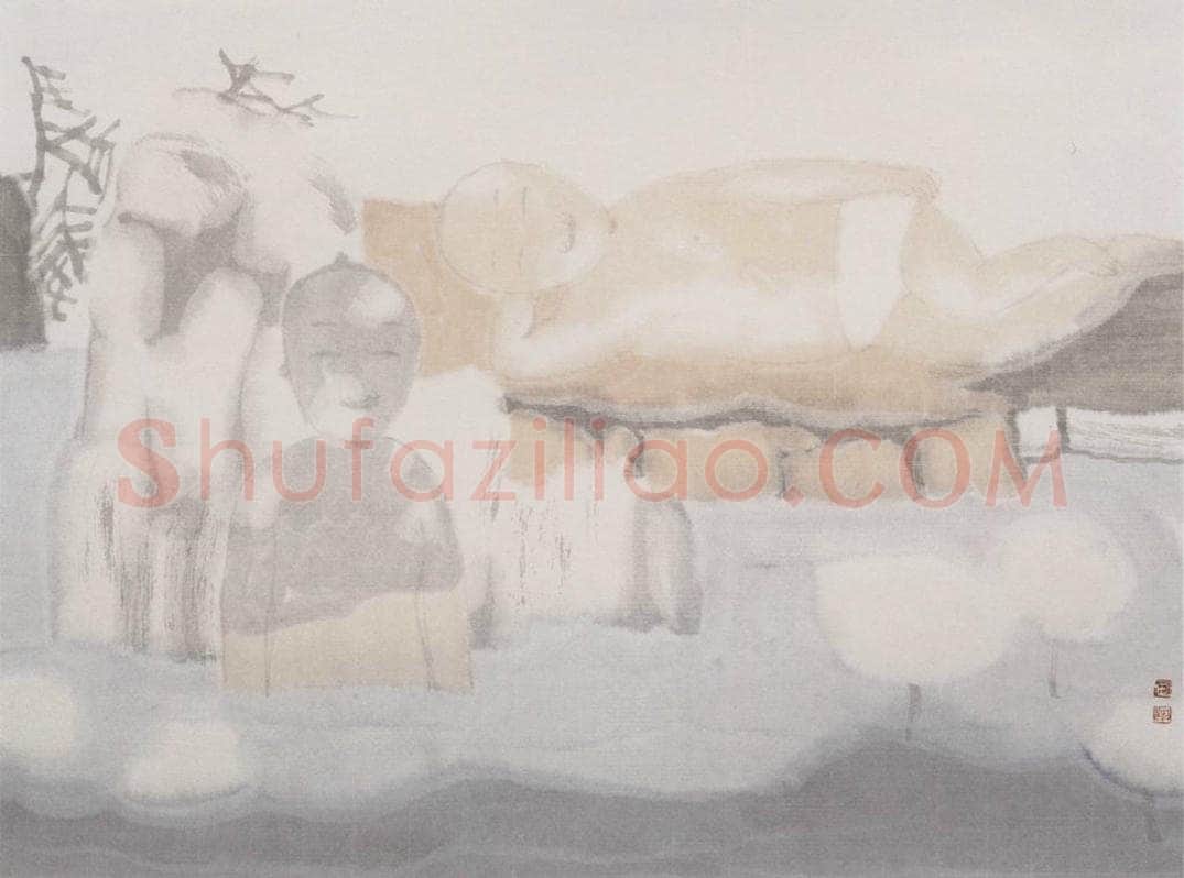 2002年 田黎明 高士夏凉 书画作品