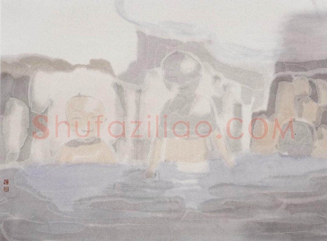 2002年 田黎明 高士夏凉 书画作品