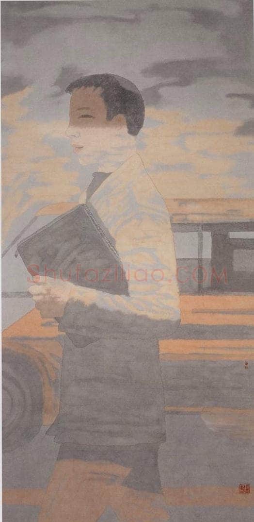 1998年 田黎明 上早班的中年人 书画作品