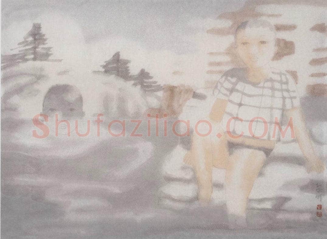 2002年 田黎明 泳者 书画作品