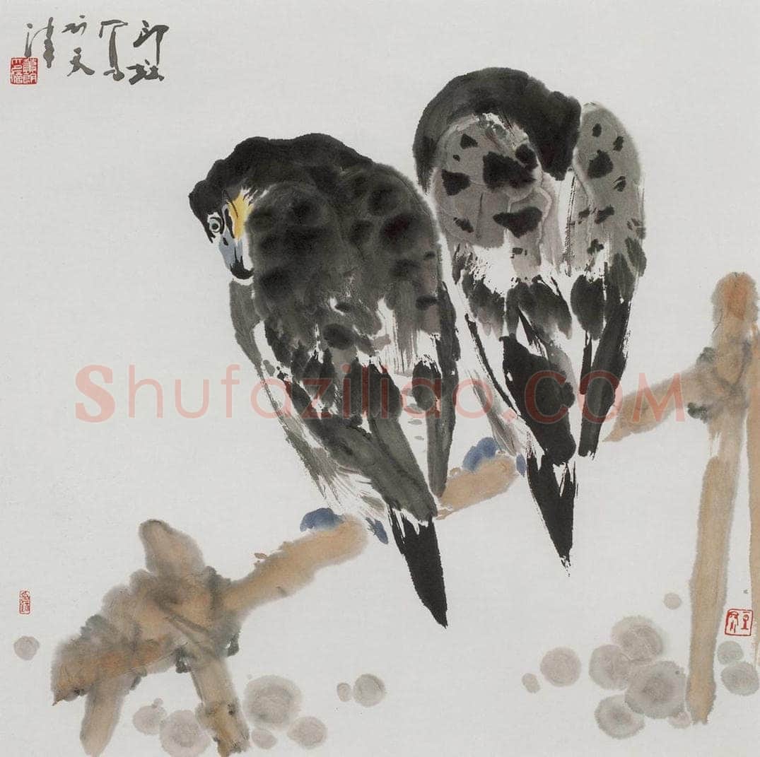 1992年 萧朗 《鱼鹰图》 书画作品