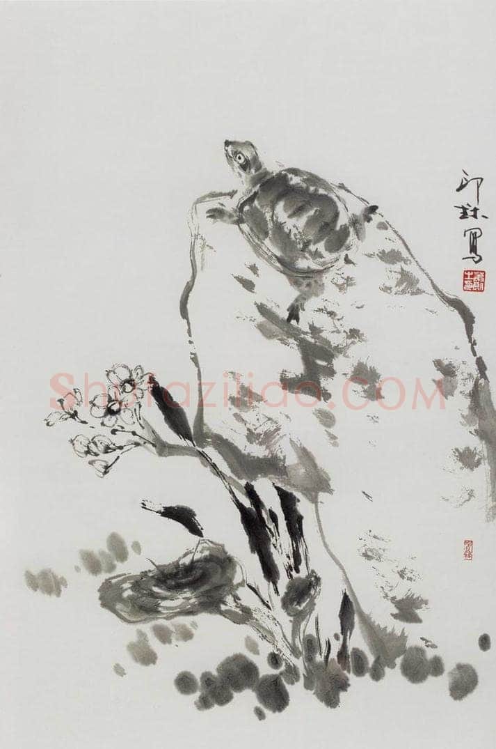 1996年 萧朗 《灵龟图》 书画作品