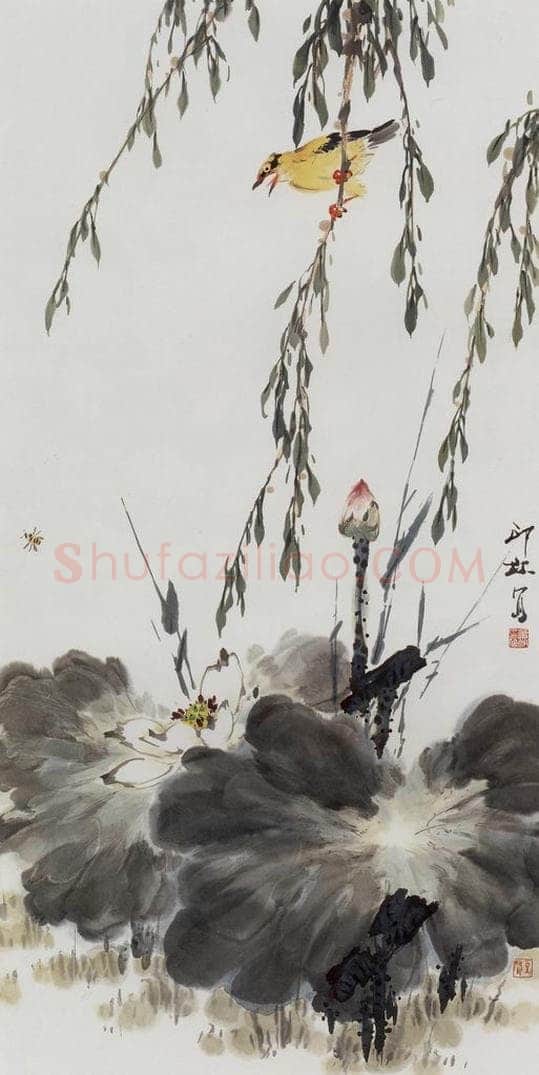 1981年 萧朗 《鸣柳》 书画作品