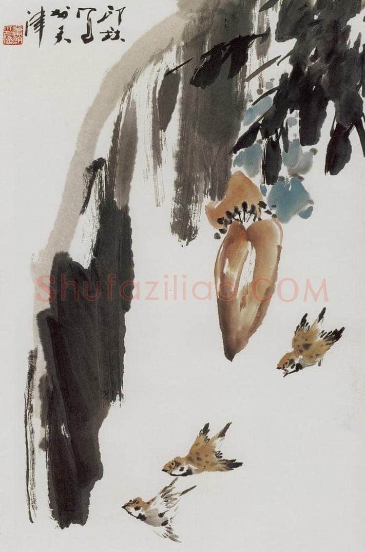 1982年 萧朗 《蕉雨》 书画作品