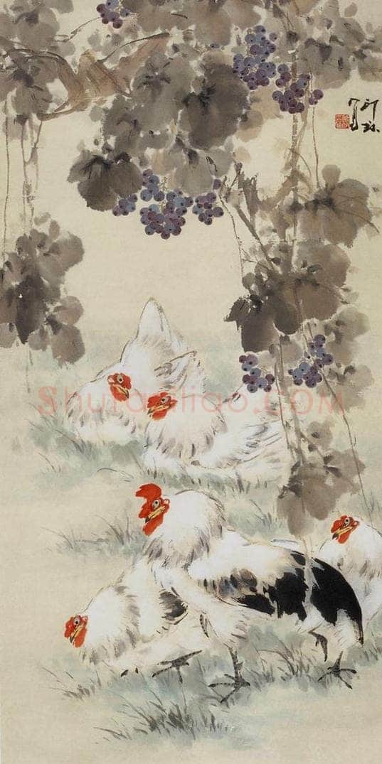 1982年 萧朗 《群鸡图》 书画作品