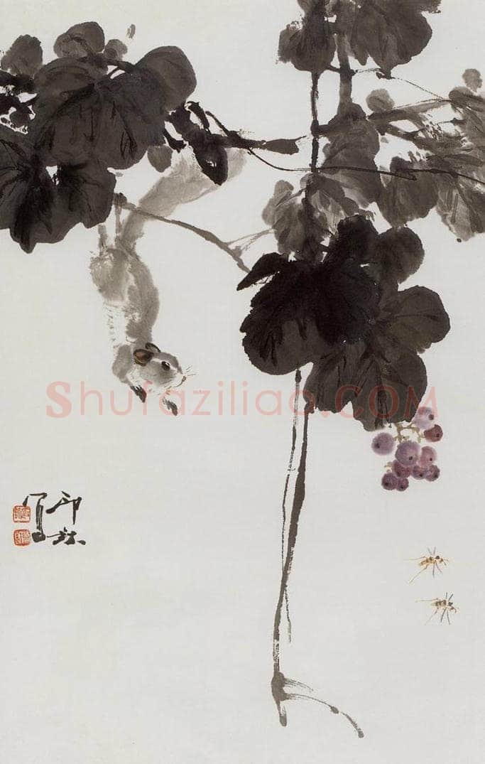 1983年 萧朗 《探果》 书画作品