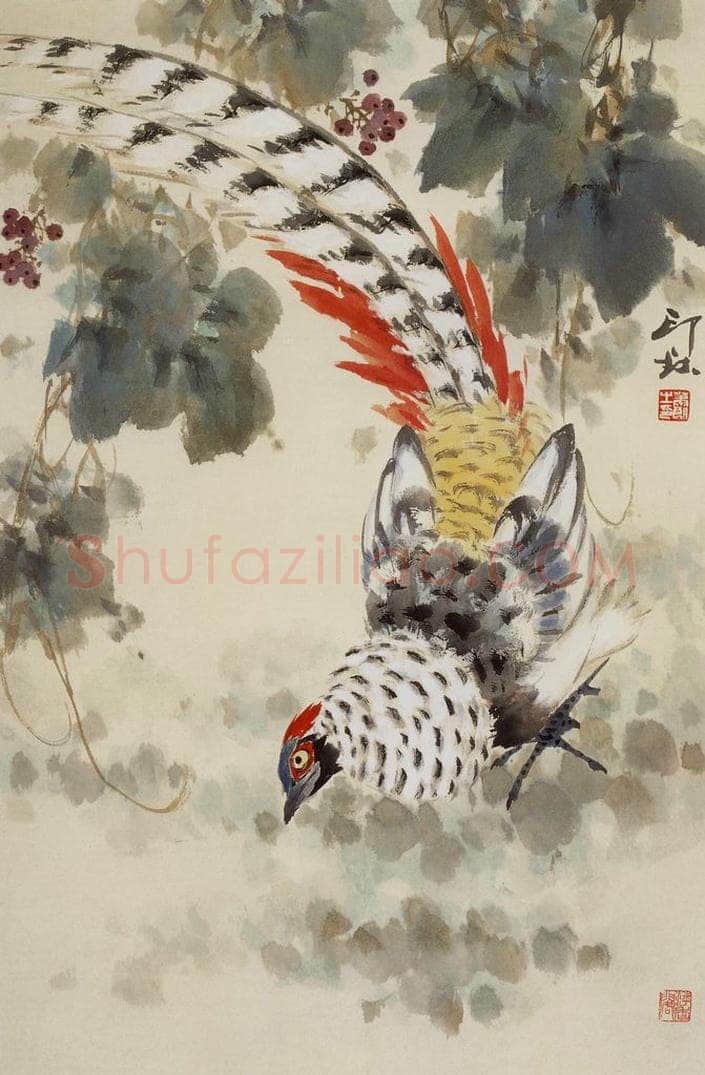 1983年 萧朗 《银鸡》 书画作品