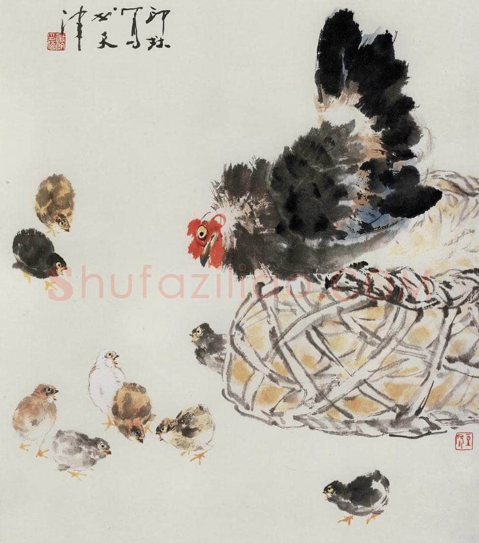 1986年 萧朗 《教子图》 书画作品
