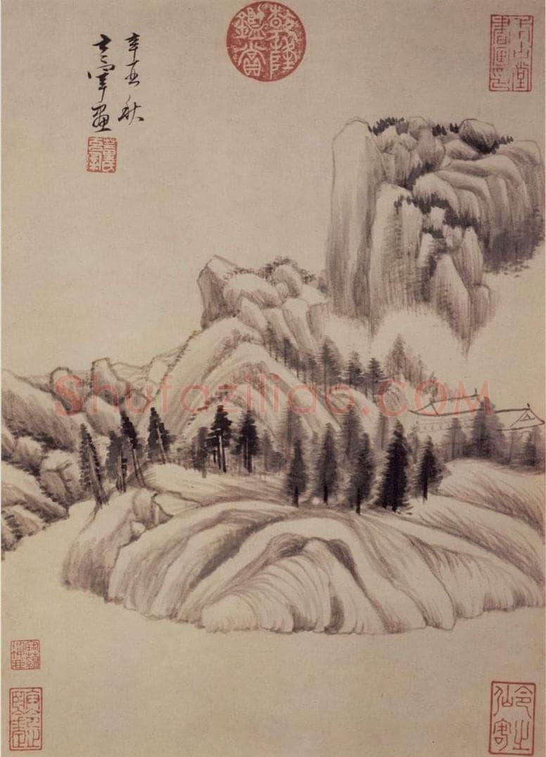 1621年 董其昌 《山水册之五》 书画作品