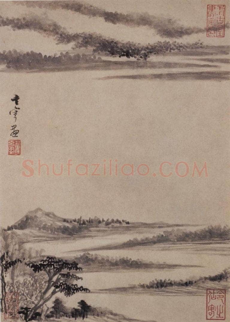 1621年 董其昌 《山水册之七》 书画作品