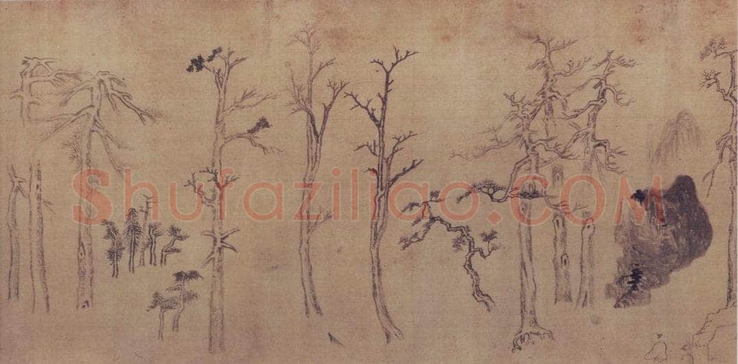 董其昌 《集古树石画稿卷》 书画作品