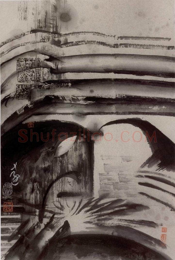 1989年 冯远 《水墨戏剧脸谱》 书画作品