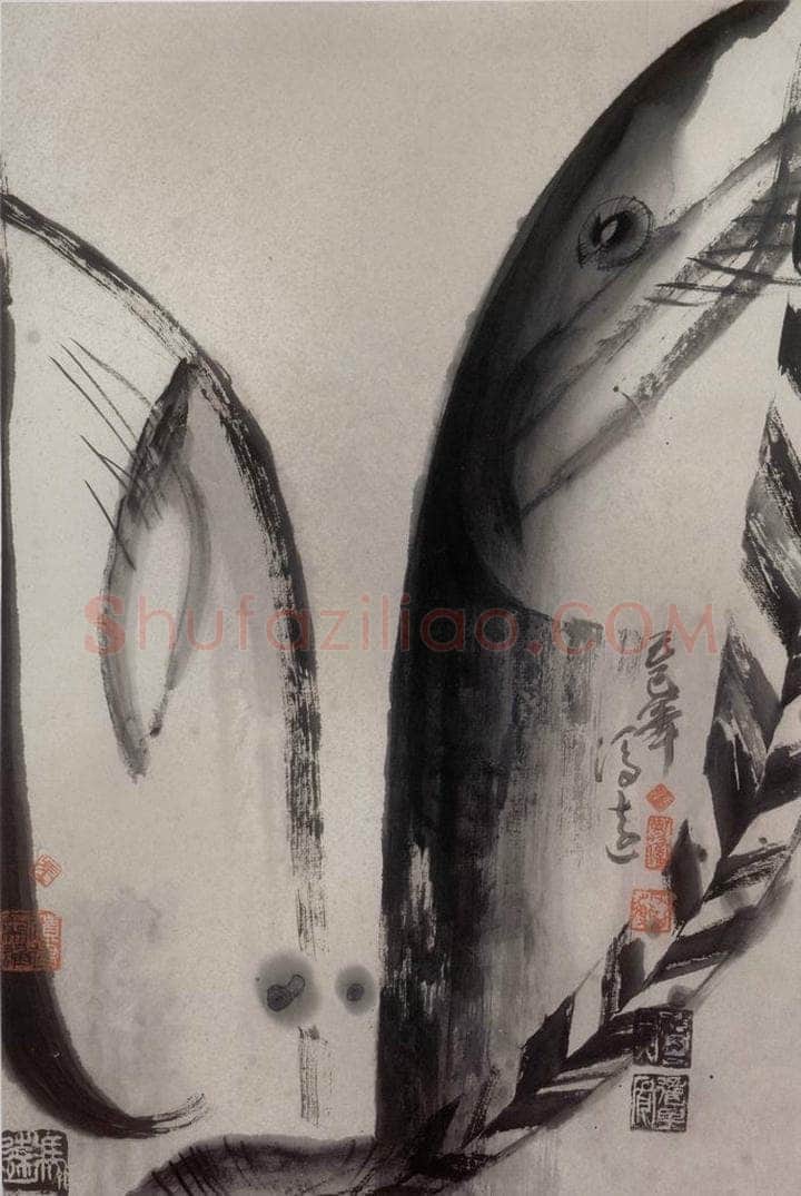 1989年 冯远 《水墨戏剧脸谱》 书画作品