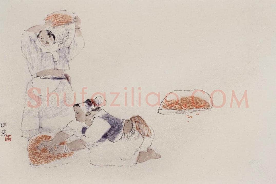 1993年 周思聪 《晒粮》 书画作品