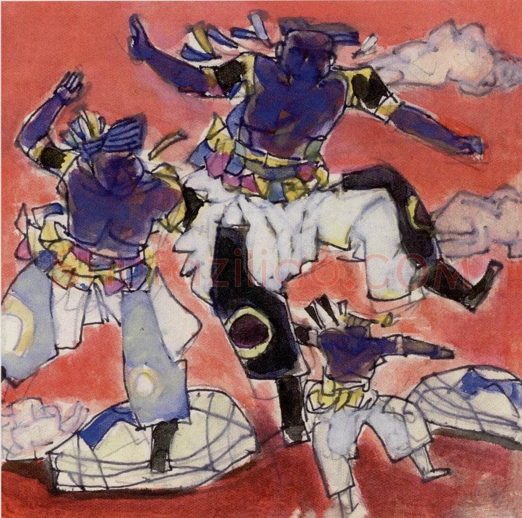 1984年 卢沉 《塞上竞技图》 书画作品