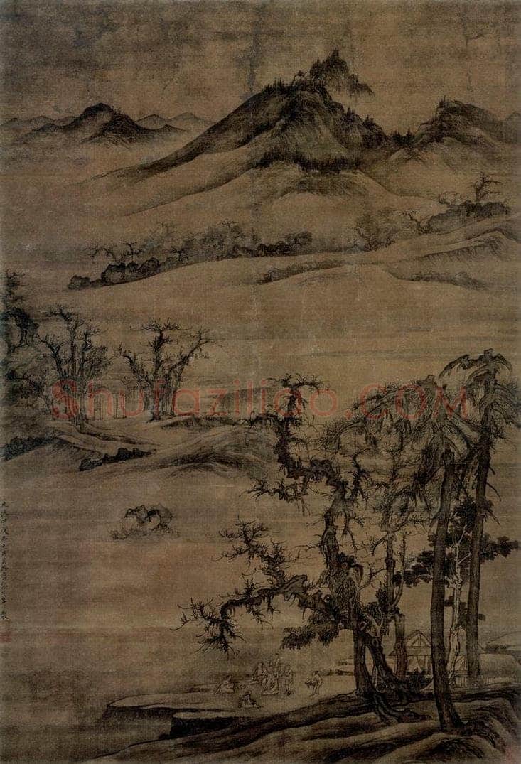 元 唐棣 《松陰聚飲圖軸》 书画作品