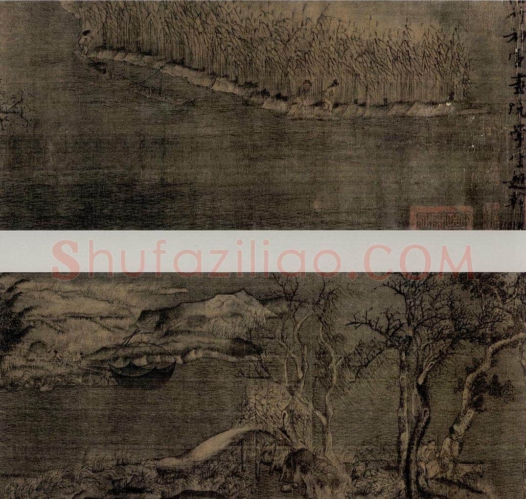 五代南唐 赵干 《江行初雪图》 书画作品