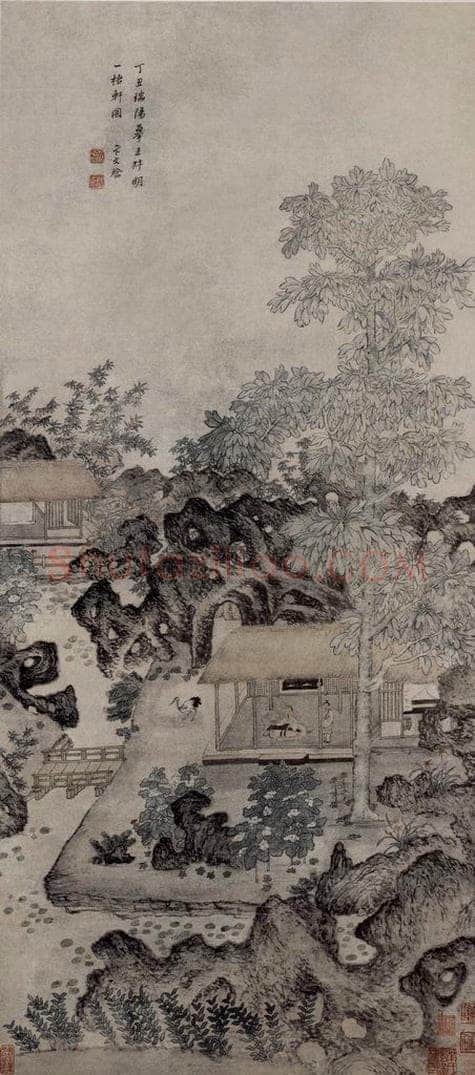 明 卞文瑜 《梧桐圖軸》 书画作品