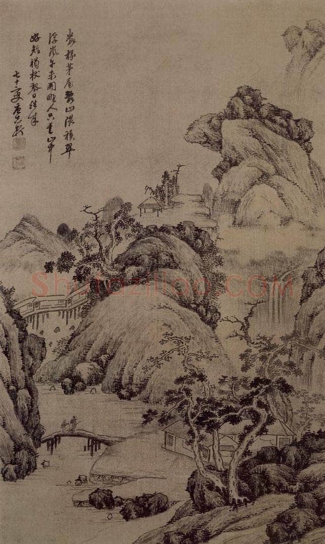 明 唐志契 《山水圖軸》 书画作品