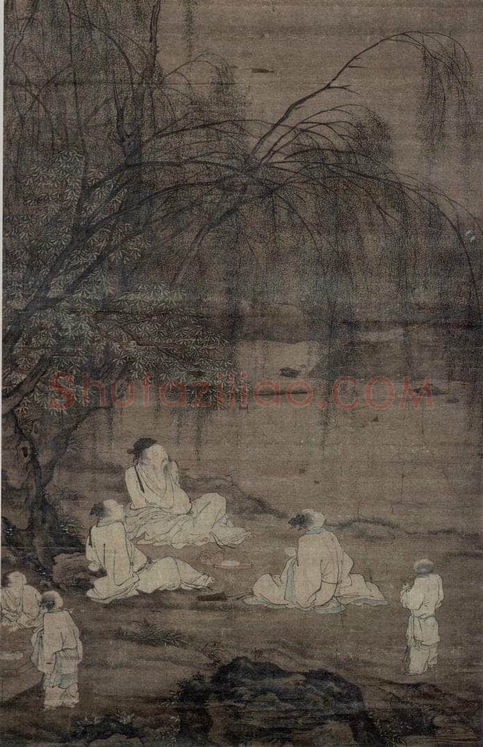 明 張翀 《門酒聽鸝圖軸》 书画作品