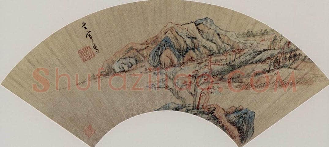 明 董其昌 《秋山積翠圖扇頁》 书画作品