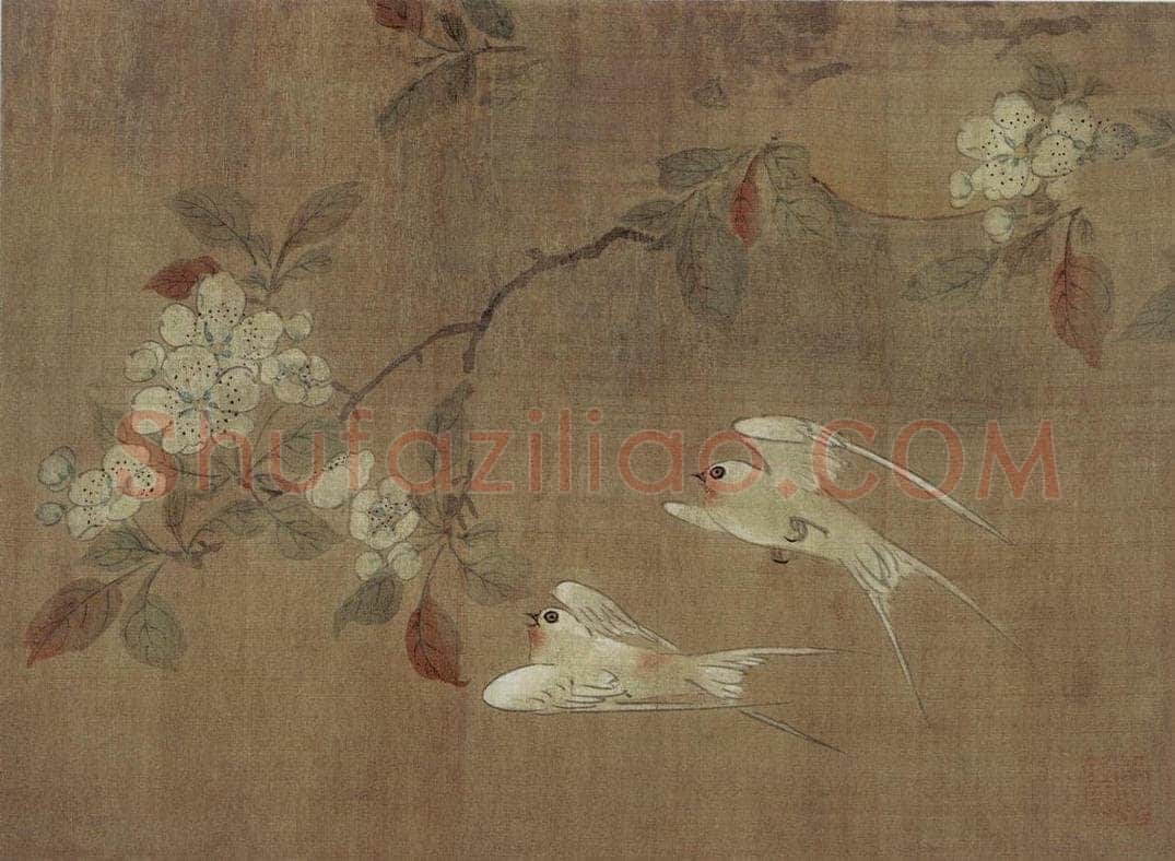 明 周之冕 《梨花雪燕圖頁》 书画作品