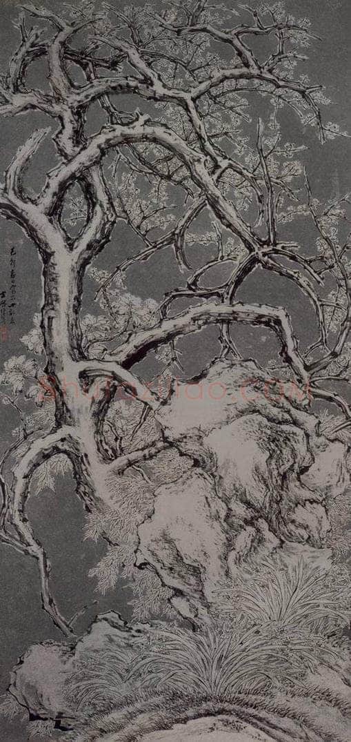 明 張彦 《雪景梅花圖軸》 书画作品