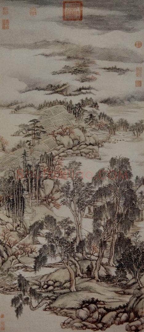 清 王原祁 《江鄉春曉圖軸》 书画作品