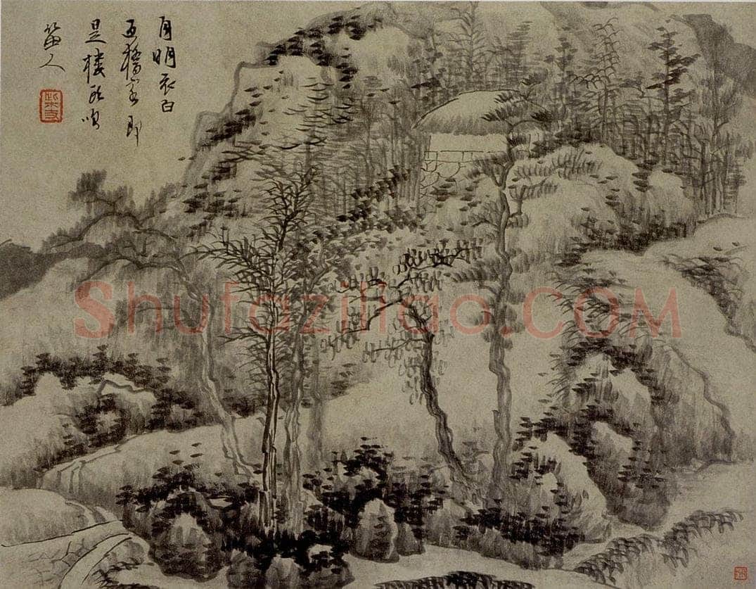 清 龔賢 《葉林草閣圖頁》 书画作品