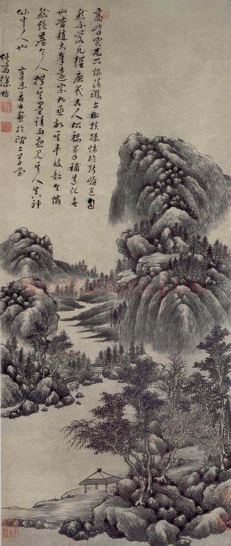清 徐枋 《山水圖軸》 书画作品