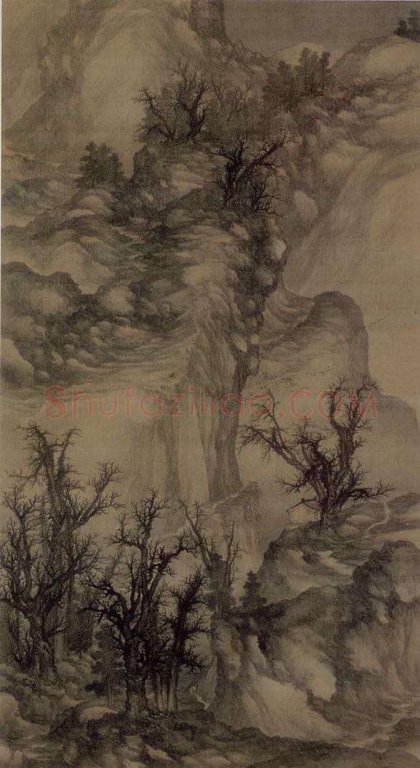 清 陈枚 《溪山歸樵图轴》(局部) 书画作品