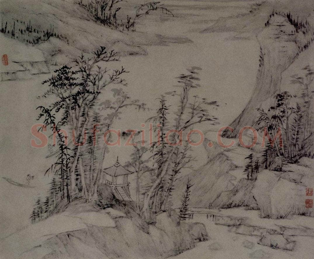 清 张洽 《山水图页之二》 书画作品
