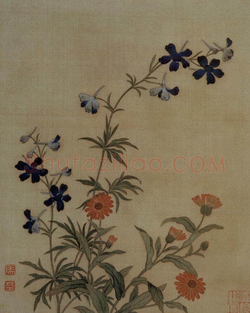 清 马荃 《花鸟草虫页》 书画作品