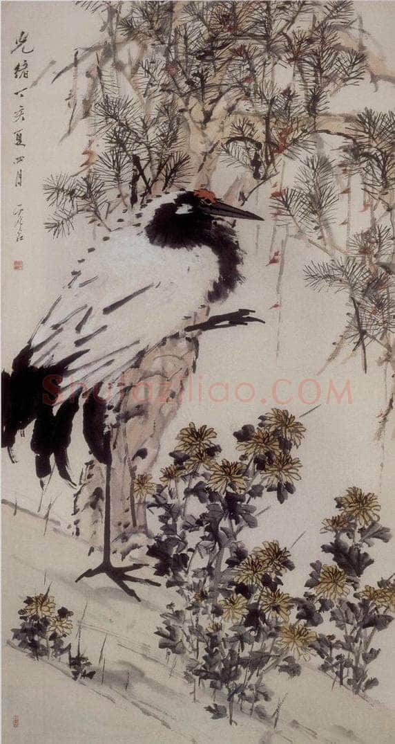 清 虚谷 《松鹤图轴》 书画作品